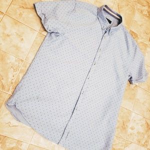 Zara Mens SS Light Blue Dotted Mens Button Down